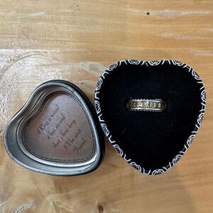 New Brighton Topaz Spectrum Band Ring Statement Swarovski Crystal Silver Size 7